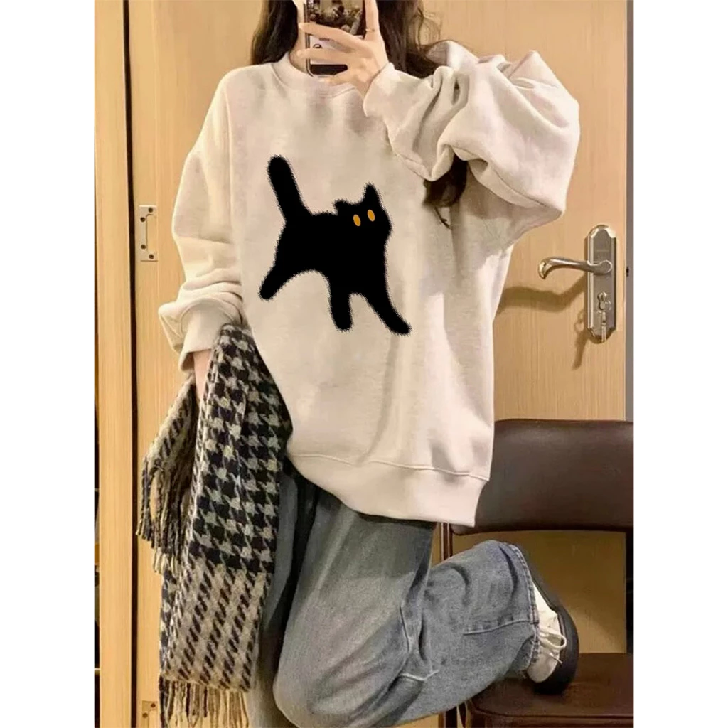 Áo SWEATER FKZ Unisex Nam Nữ HELLO CAT Form Rộng Dài Tay Chất Nỉ Bông basic Thời Trang Trẻ Trung