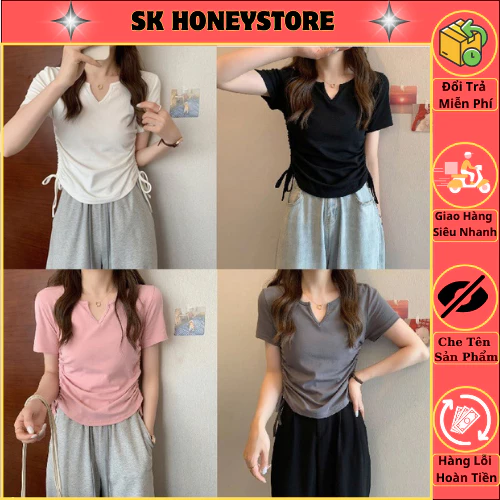 Hót Hít 🧅 Áo cộc nữ cổ V rút eo xinh xắn MS6788 🧅 Áo nữ