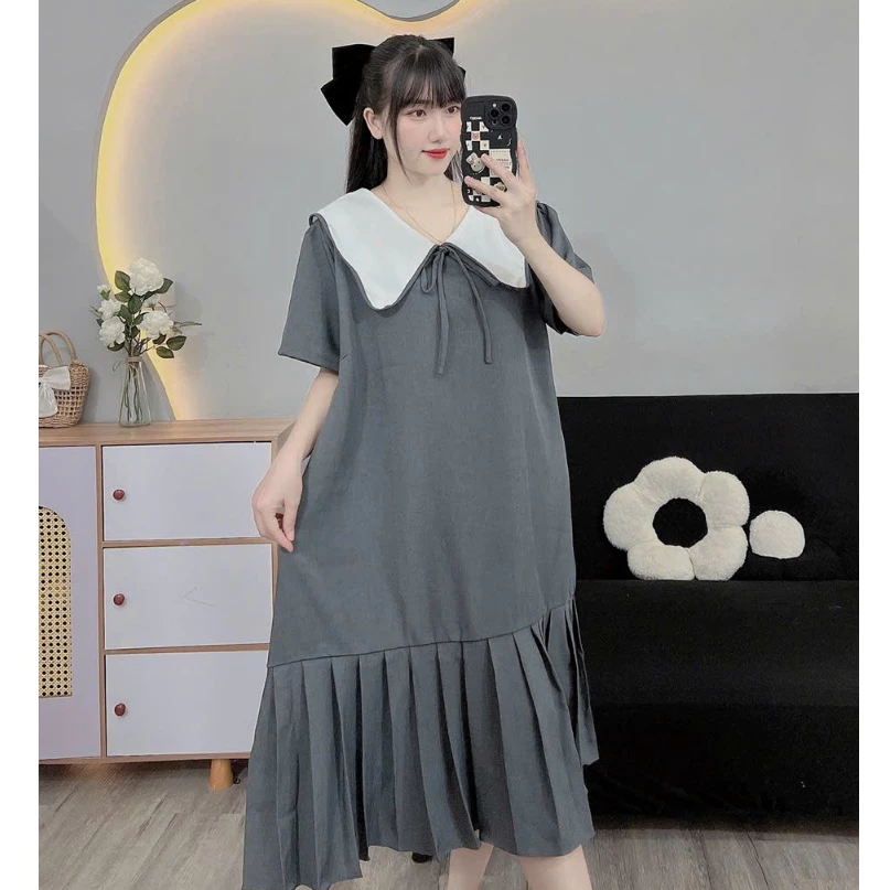 Đủ size từ 45-100kg.váy bầu thiết kế bigsize dáng công sở xếp ly sang chảnh