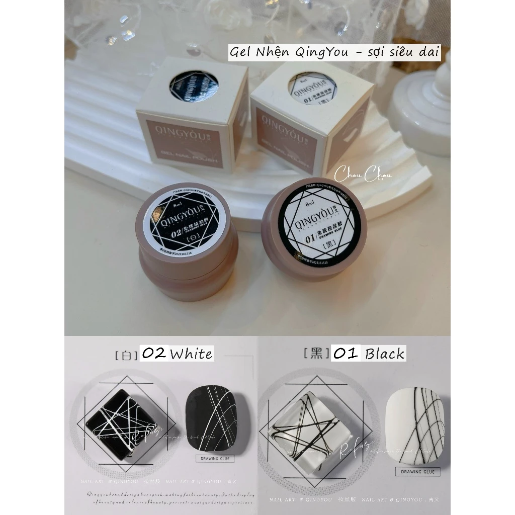 Gel nhện QingYou,gel nhện sợi siêu dai, Gel nhện siêu dai cao cấp các màu,gel nhện trắng cao cấp phụ kiện nail cao cấp