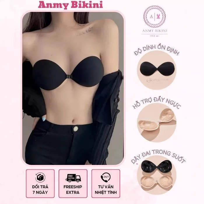 Áo Ngực Bra Nữ Không Gọng Dán Silicon, Áo Lót Nữ Hình Bàn Tay Nâng Ngực Cài Trước ANMY BIKINI
