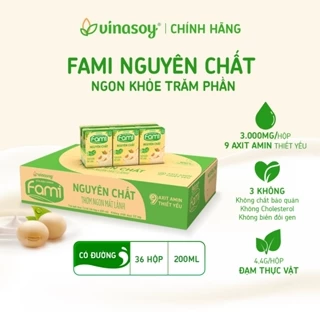 Thùng sữa đậu nành Fami Nguyên chất có đường (36 hộp x 200ml)