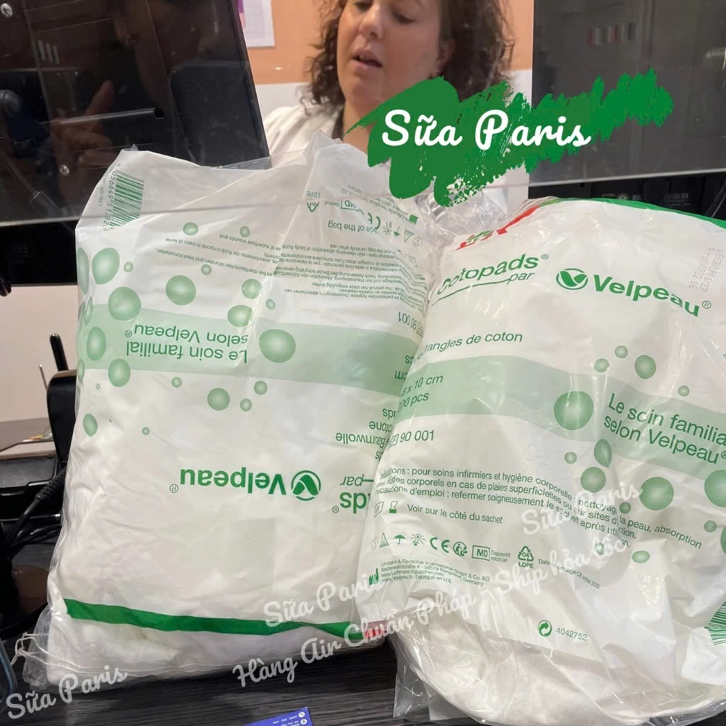 Bông tẩy trang Velpeau 200 miếng của Pháp_Sữa Paris Aderma