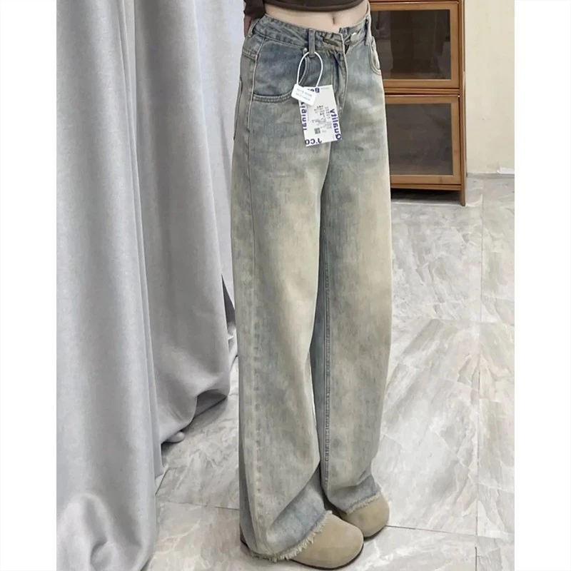 Quần jean ống rộng dễ phối đồ lưng cao tôn dáng, quần bò ống xuông kiểu dáng basic phù hợp đi học đi làm (HC10)