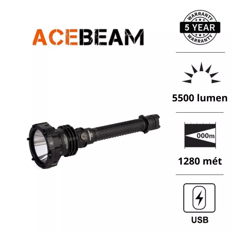 Đèn pin chiếu xa ACEBEAM P20 độ sáng 5600 lumen tầm chiếu xa 1454m pin 2x5000mAH