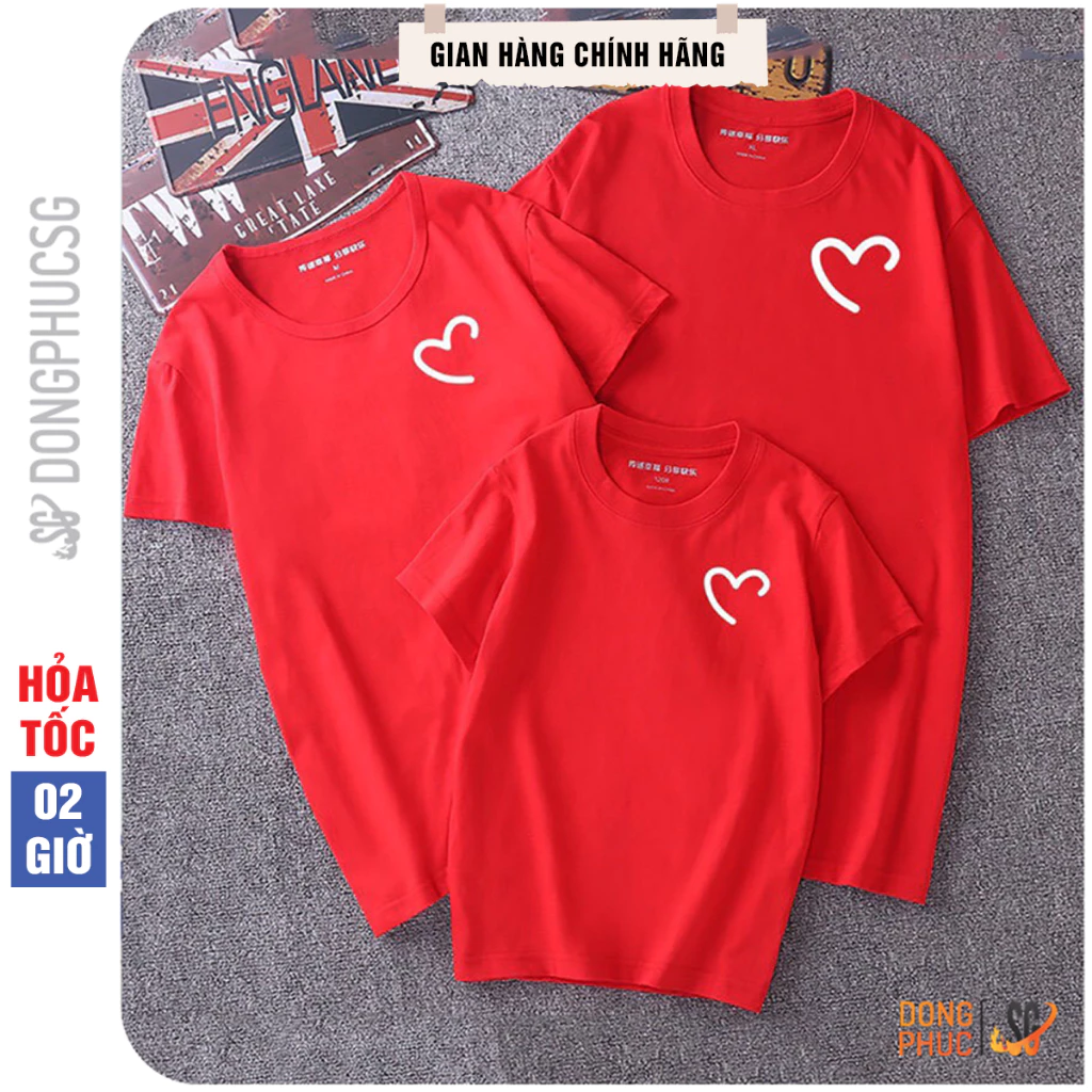 Áo gia đình mẫu trái tim dễ thương thun cotton dày dặn có nhiều màu đủ size GD423 DONGPHUCSG