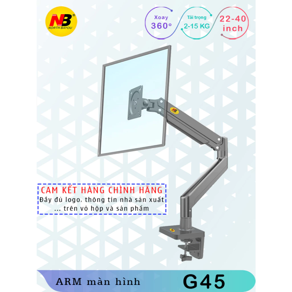 G45 F80 Giá Treo Màn hình máy tính/ Tay treo màn hình/ Xoay 360 độ [Màn Hình 22" - 40"] - Bản nâng cấp của F80