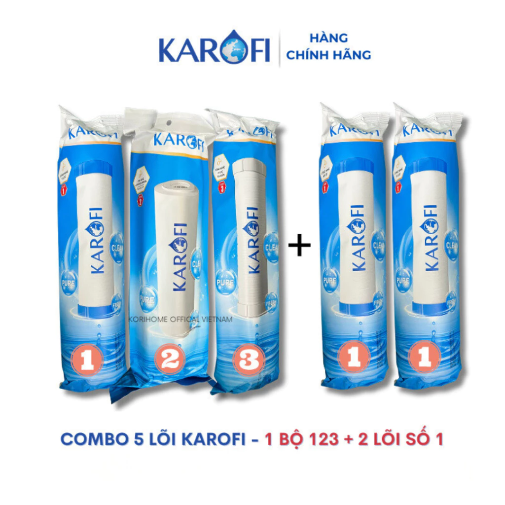 Combo lõi lọc nước Karofi Smax Duo Karofi Livotec Bộ 123 Bộ (123+1) hoặc Bộ (123+11) Chuẩn Chính hãng 100%