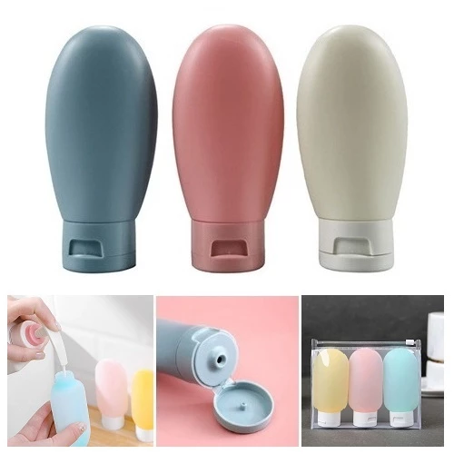 [HCM Giá Rẻ] Set 3 Chai Hộp Chiết Mỹ Phẩm Chiết Dầu Gội Sữa Tắm 60ml Du Lịch Công Tác Tiện Lợi