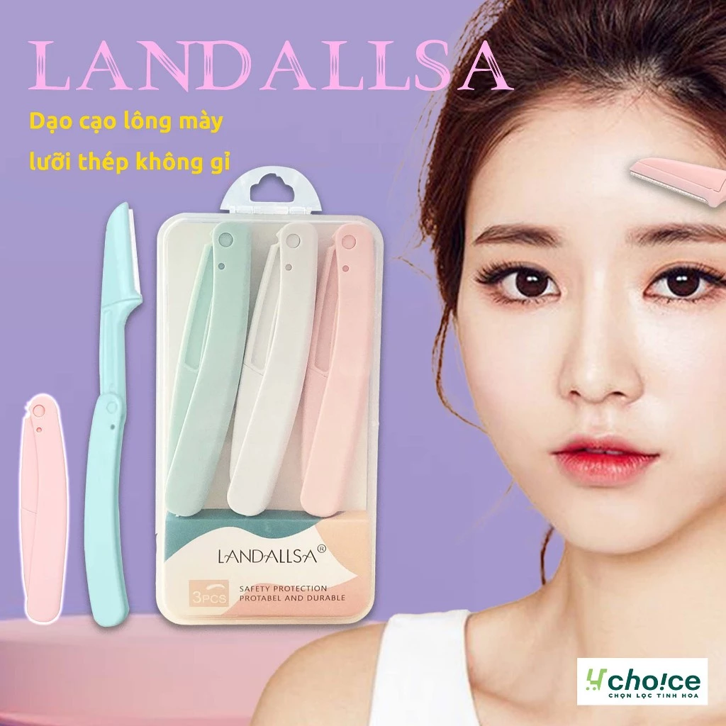 Dạo cạo lông mày lưỡi thép không gỉ Kelly face, bộ 3 dụng cụ tỉa chân mày gấp gọn lưỡi an toàn.