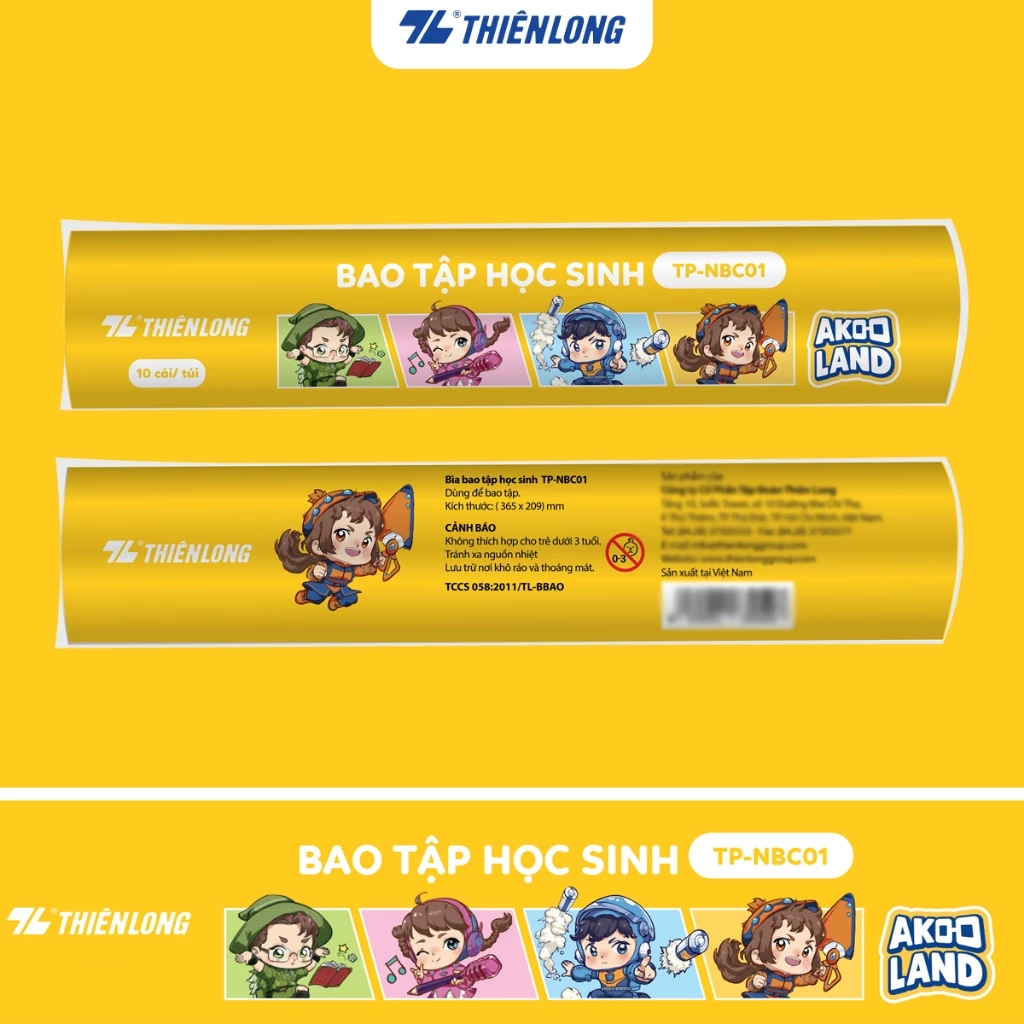 Combo 10 Bìa bao tập học sinh 156x205 mm phiên bản Akooland TP-NBC01/AK