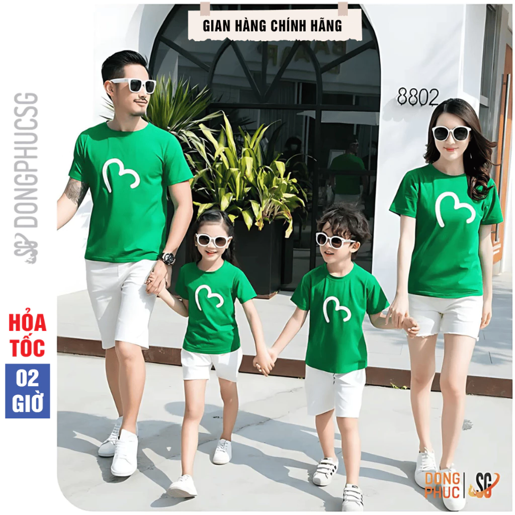 Áo gia đình 3/4/5 người làm đồ đồng phục cặp đôi hội nhóm đủ size bé trai gái thun cotton GD401