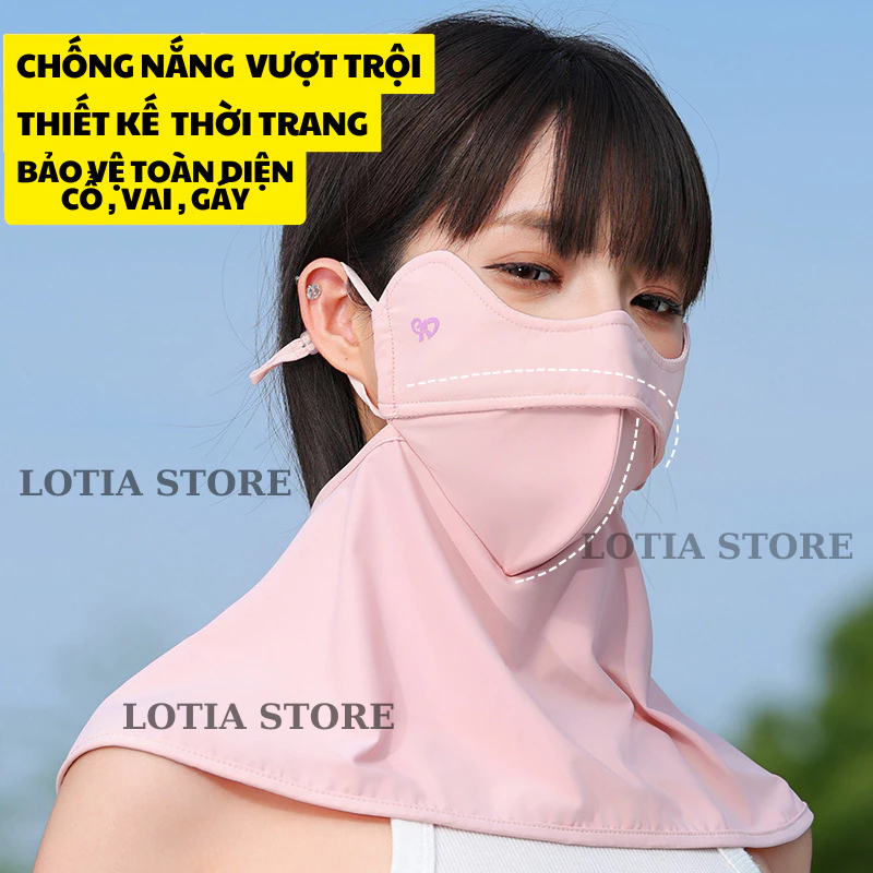 (Kèm Khăn) Khẩu Trang Chống Nắng,Chống Tia UV Kèm Khăn Che Cổ,Vai,Gáy Thời Trang