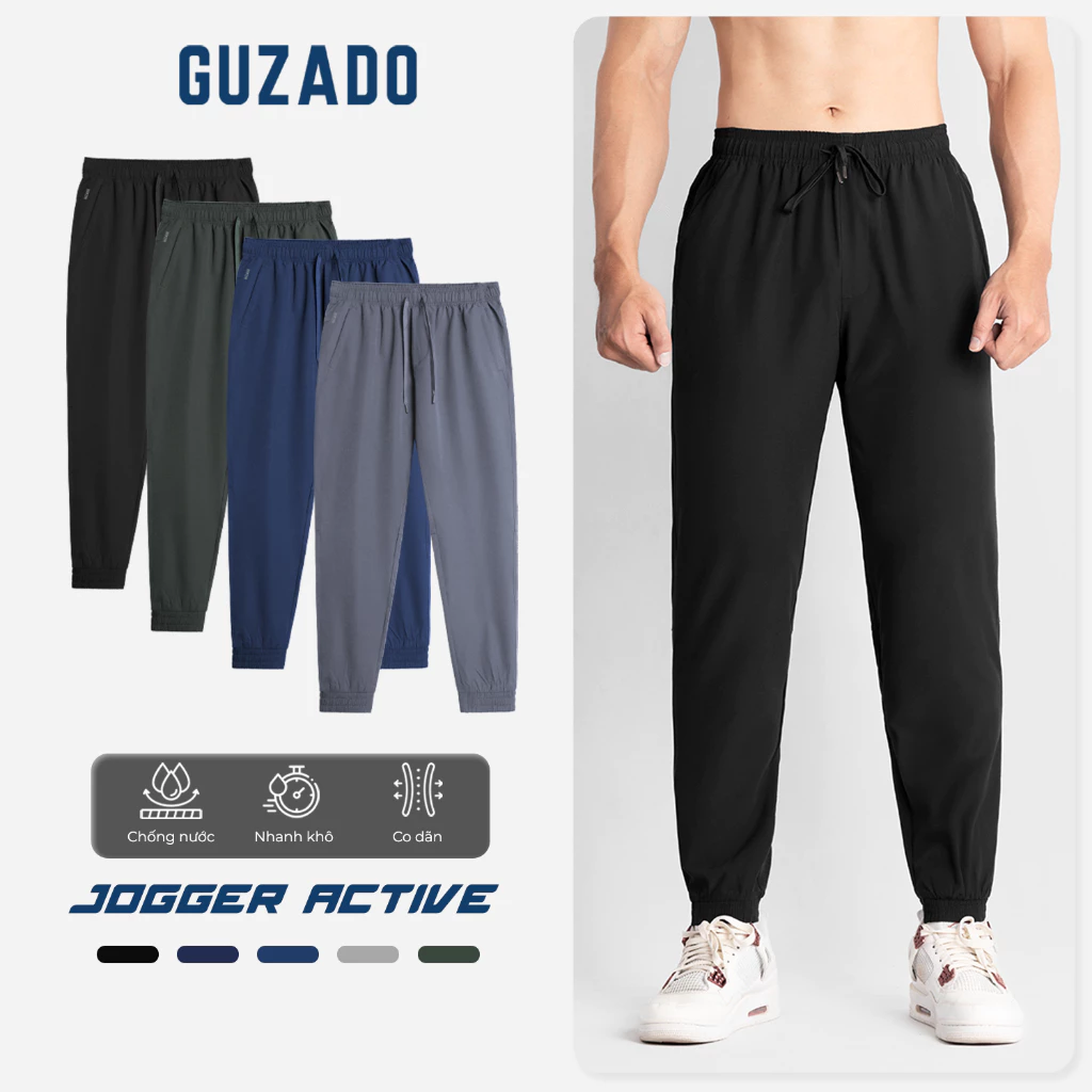 Quần Jogger Nam GUZADO Chất Vải Gió Cao Cấp, Thể Thao Khỏe Khoắn, Cạp Chun Vận Động Thoải Mái GDC02-GADC25W002