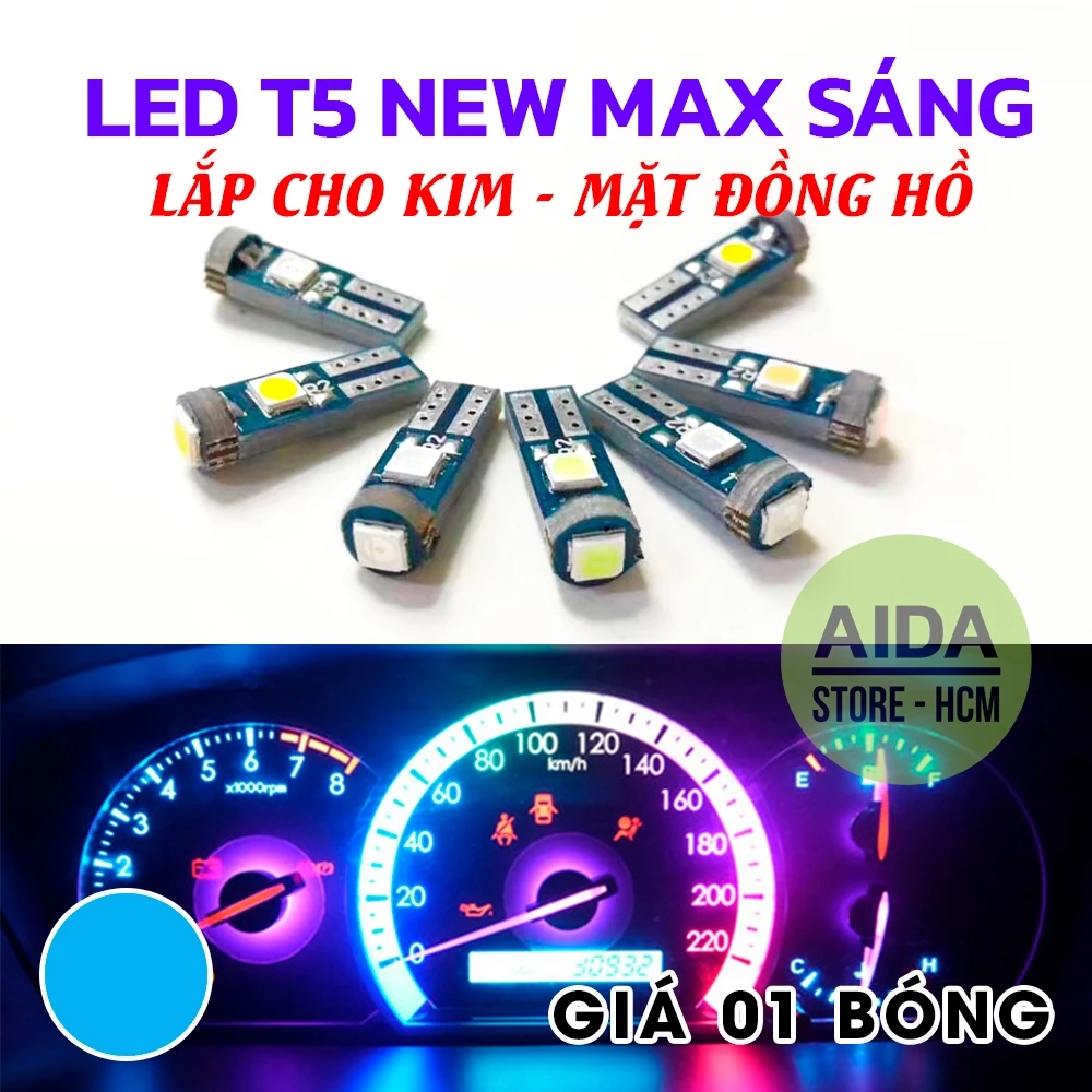 Bóng đèn led T5 3SMD 3030 gắn mặt đồng hồ xe máy DC12v