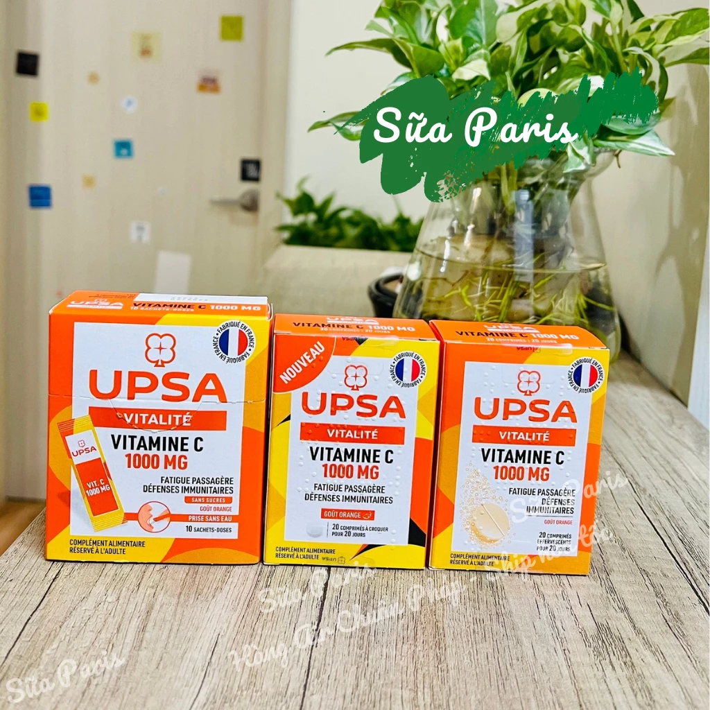 Vitamine C UPSA - C Sủi, viên ngậm, dạng túi uống - hàng nội địa Pháp_Sữa Paris Aderma
