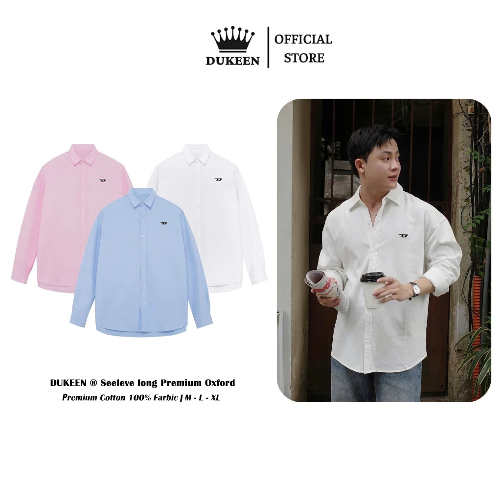Áo Sơ Mi Tay Dài Nam Nữ Hàn Quốc Local Brand DEKEEN Chất Liệu Oxford Logo D Thêu SM042