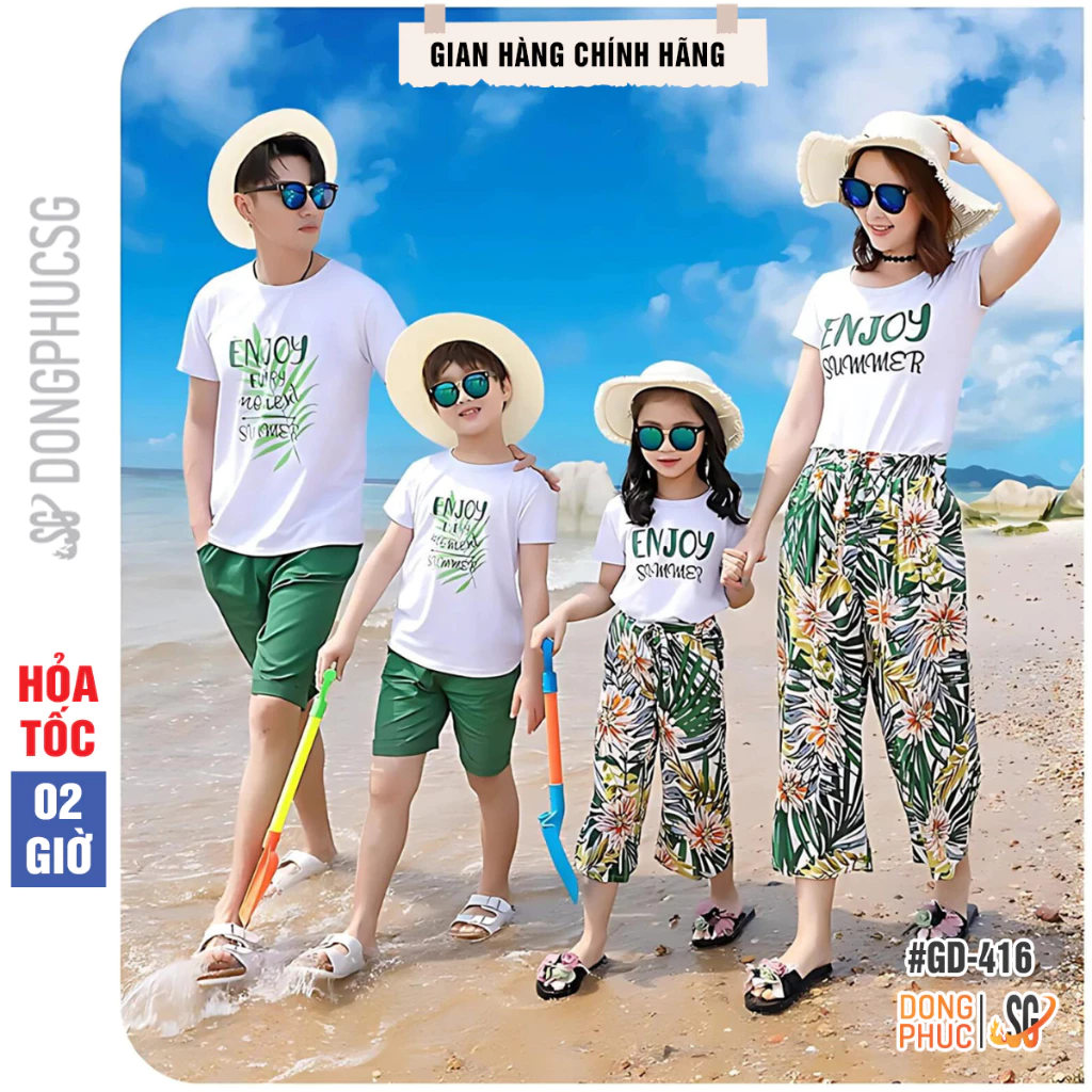 Áo thun gia đình mẫu Enjoy set áo đồng phục hội nhóm nổi bật thun cotton dày dặn GD416 DONGPHUCSG