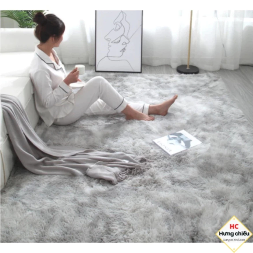 Thảm lông loang trải sàn, thảm trải sofa phòng khách phòng ngủ KIM HUỆ X17