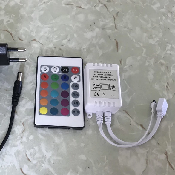 Bộ điều khiển hồng ngoại IR 24 phím cho led rgb Bộ điều khiển led 7 màu giá rẻ