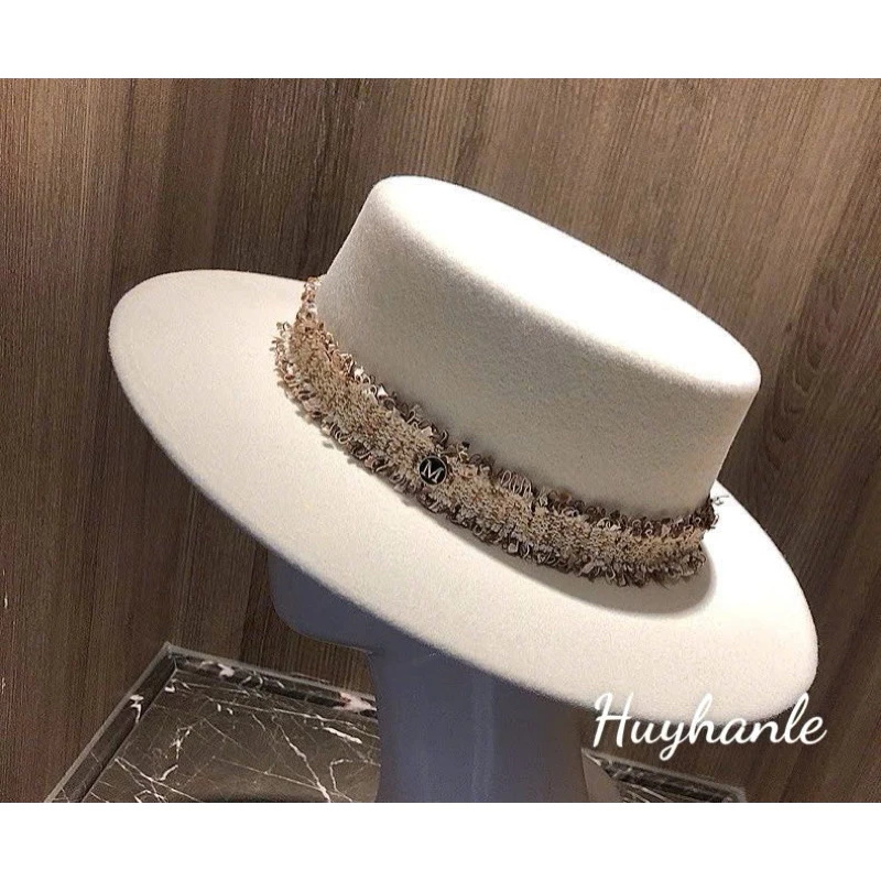 Mũ/ nón đầu bằng vành ngang 7,5 cm: đai rua nâu