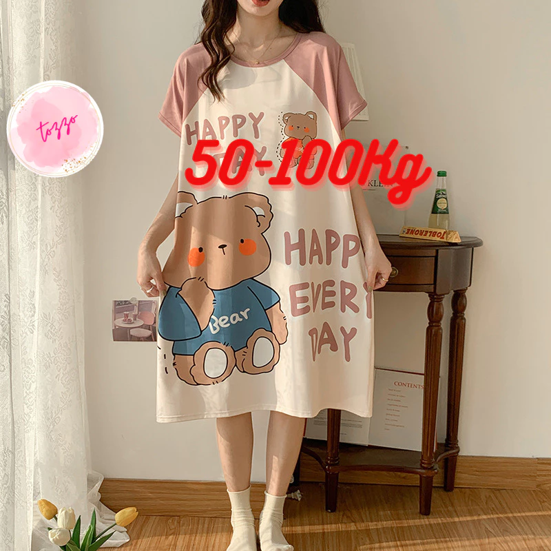Váy ngủ big size nữ 50-90Kg đầm ngủ mặc nhà mùa hè dễ thương TOZZO VS01
