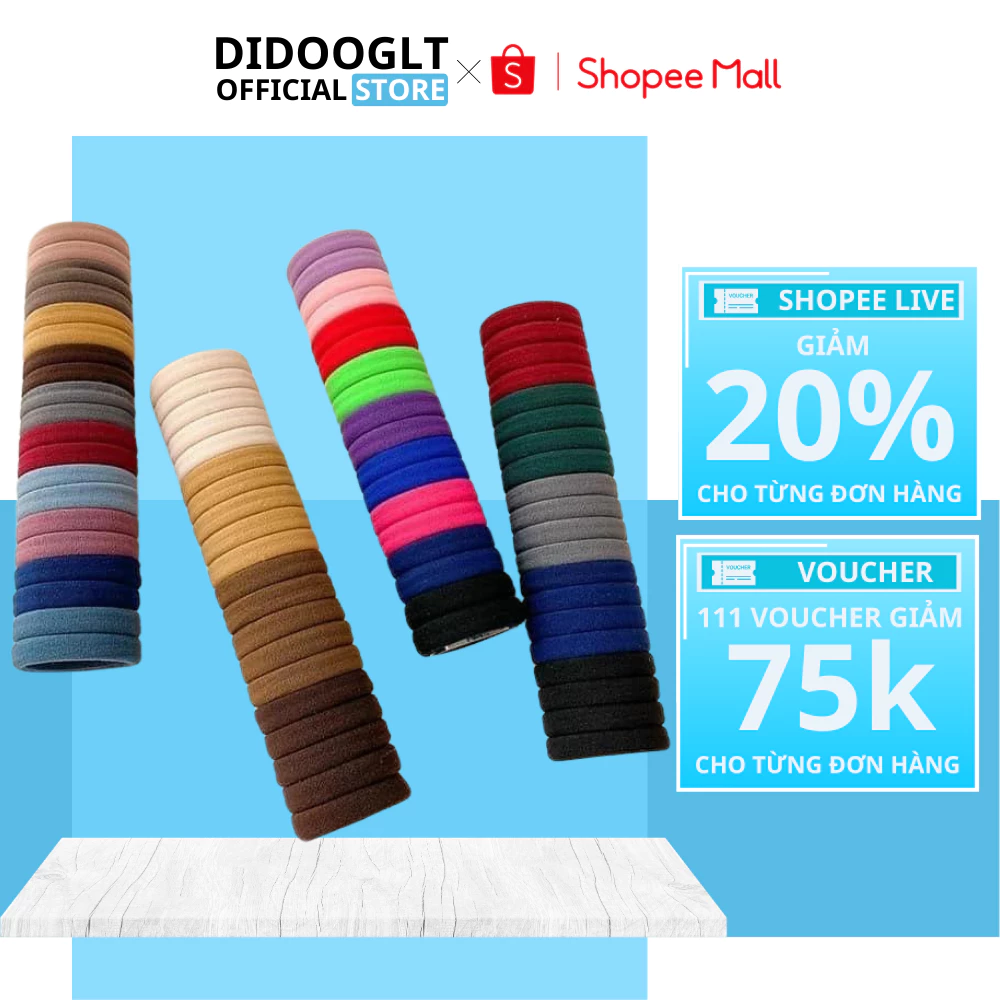 Hộp 20 Chun Buộc Tóc Didooglt Dây Buộc Tóc Trơn Nhiều Màu Sắc Tái Sử Dụng Nhiều Lần Kèm Ông Đựng