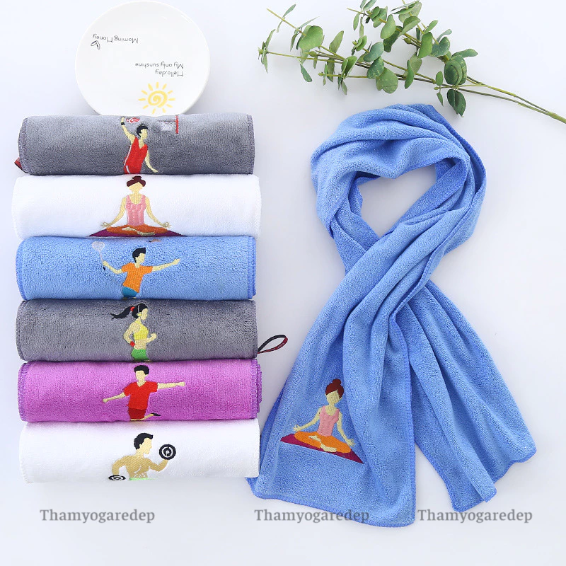 Khăn lau mồ hôi tập Yoga,Khăn cotton thể thao lau thấm mồ- Chất liệu cotton, kích thước 110cm x 25cm