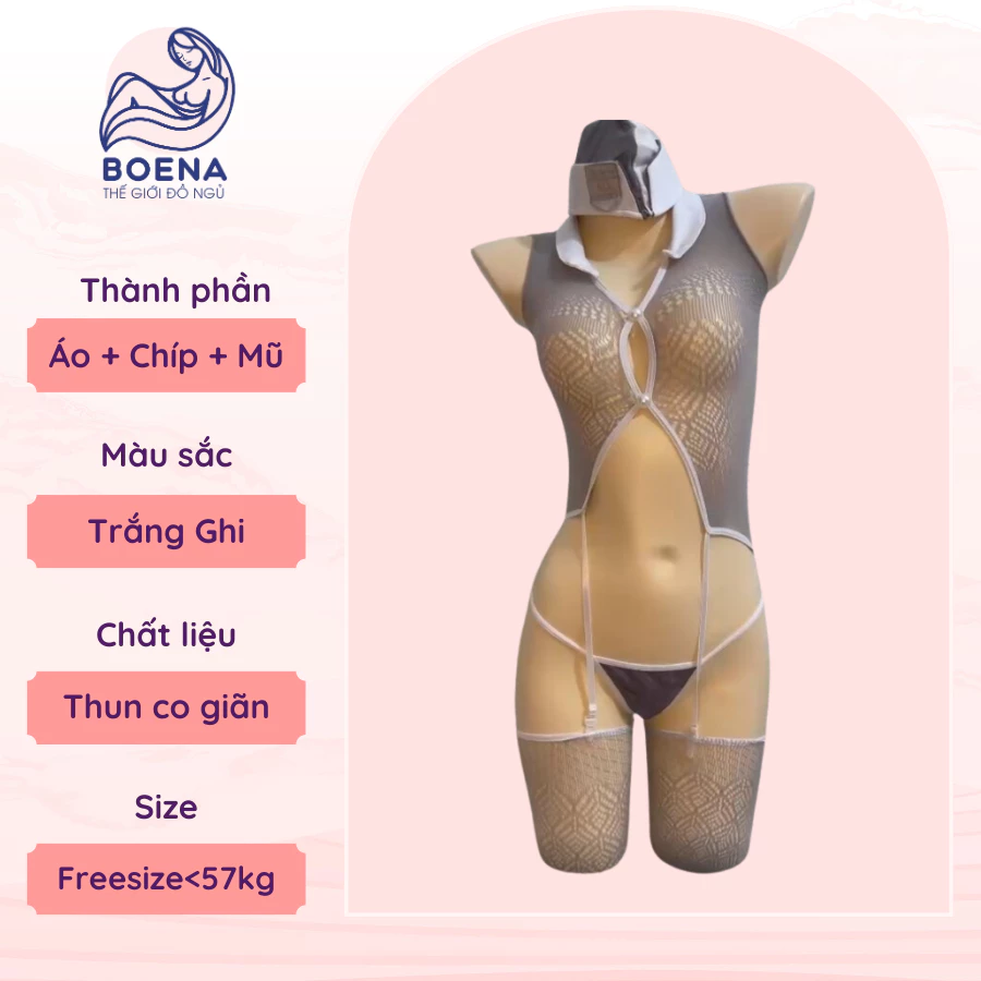 [6835] Jumpsuit Ngủ Ren BOENA Đồ Ngủ Xuyên Thấu Sexy Gợi Cảm