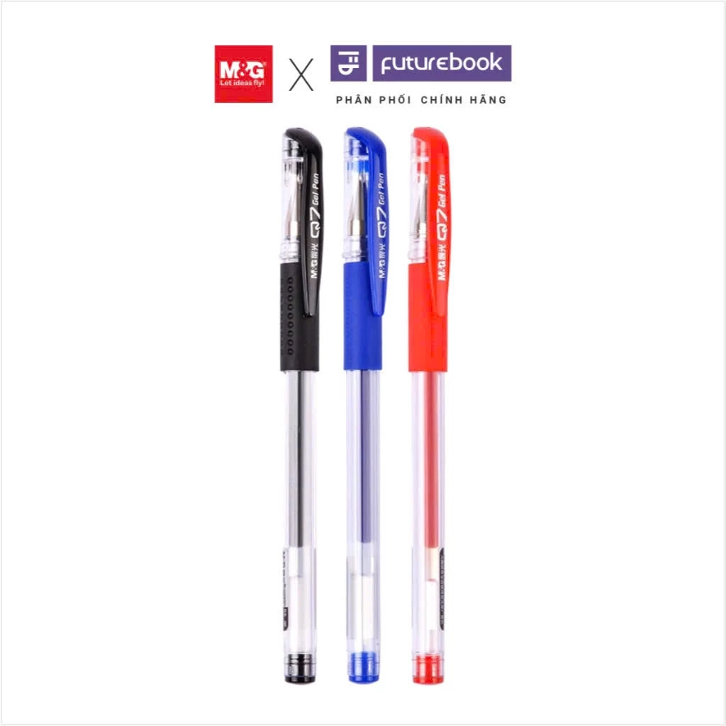 Hộp 12 Cây Bút Gel Đậy Nắp  AGP30173 M&G Ngòi 0.5mm Xanh, Đỏ, Đen FUTUREBOOK Phân Phối Chính Hãng - Q7