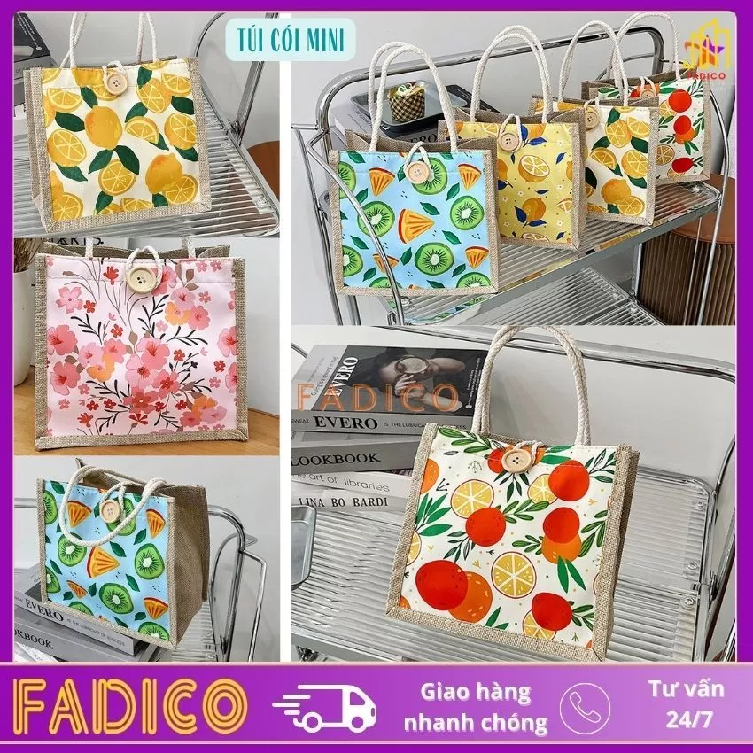 Túi cói mini,túi xách du lịch Phong cách VINTAGE,Túi xách nữ thời trang kiểu dáng Hàn quốc-fadico