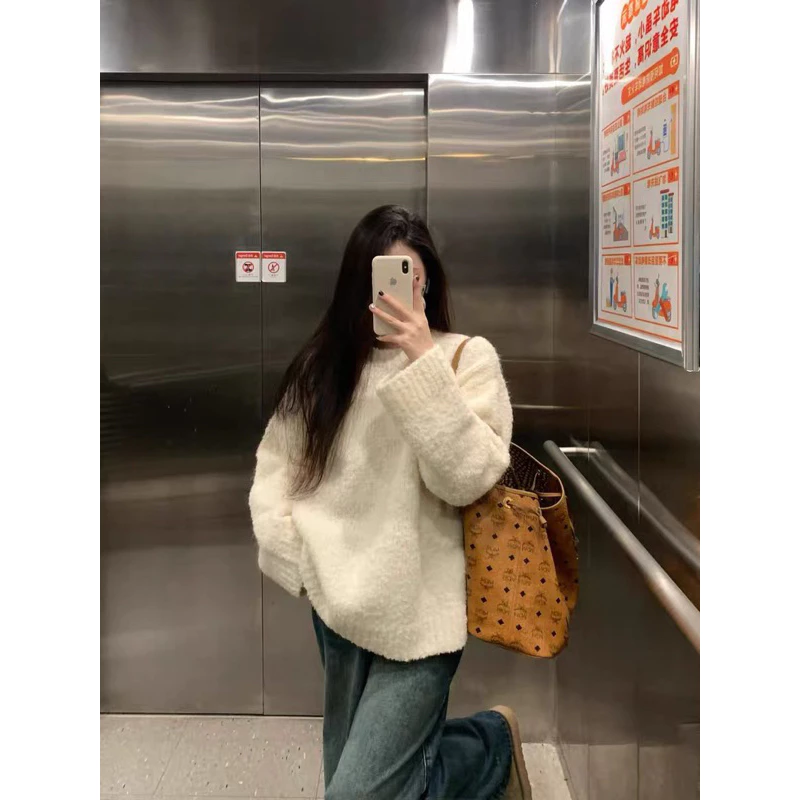 [Hình Thật] Áo len xù Trắng form oversize chất len dày dặn Lilis room