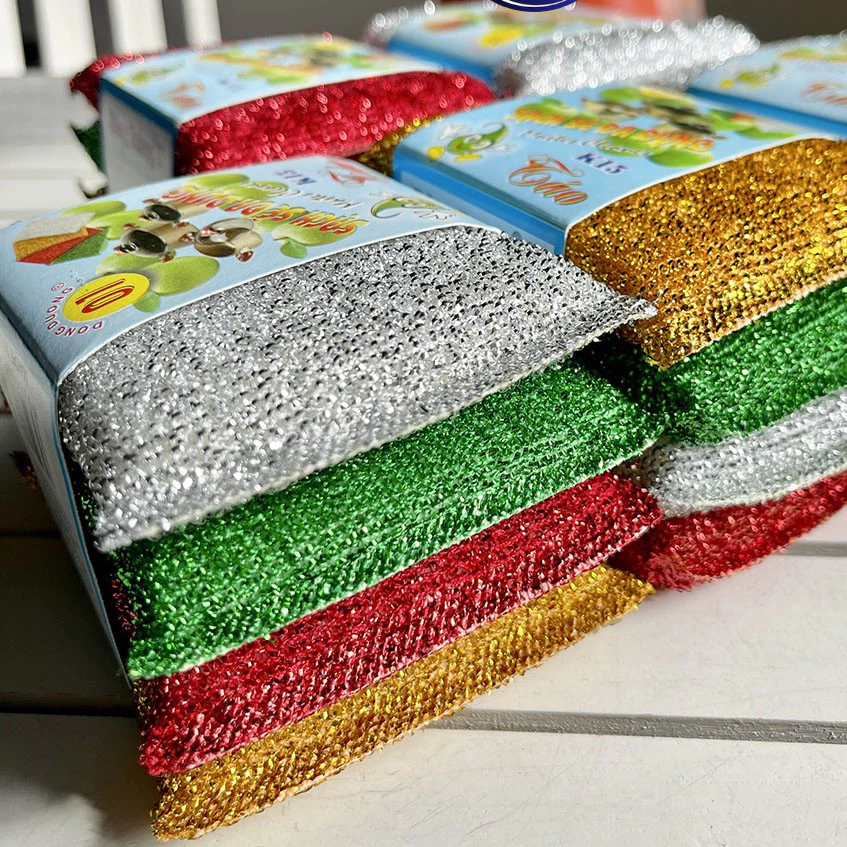 Set 4 miếng cước cọ xoong kim tuyến hình chữ nhật