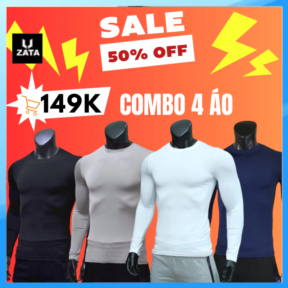 Combo 4 Áo Giữ Nhiệt Nam ZATA  Áo  Dài Tay Nam Body Bóng Đá Co Dãn 2 Chiều - Combo 4 áo