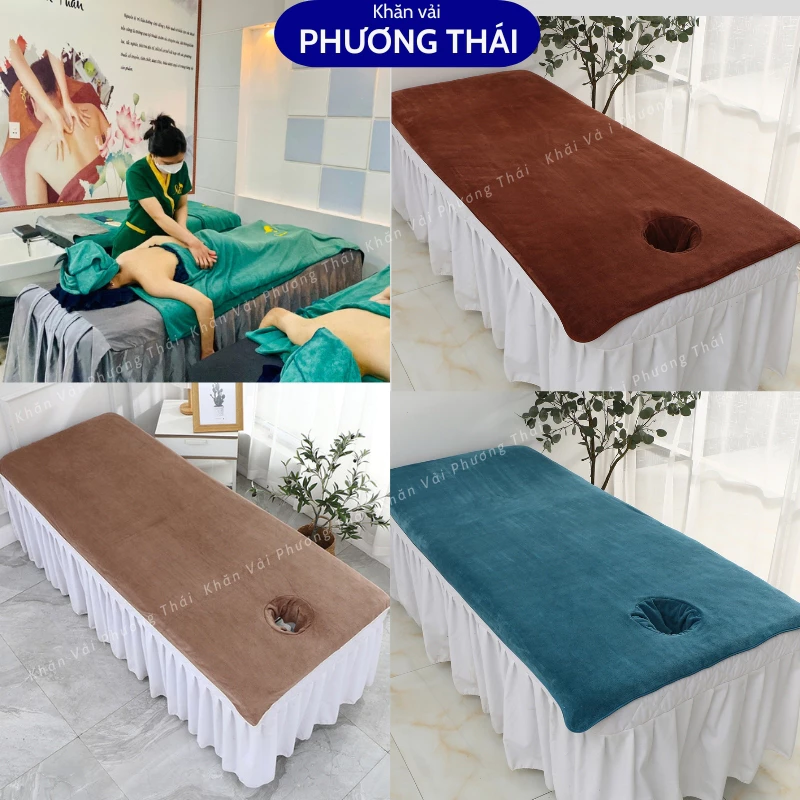 Khăn trải giường massage spa, CÓ LỖ úp mặt, hàng loại 1, siêu mềm mịn, thấm hút tốt
