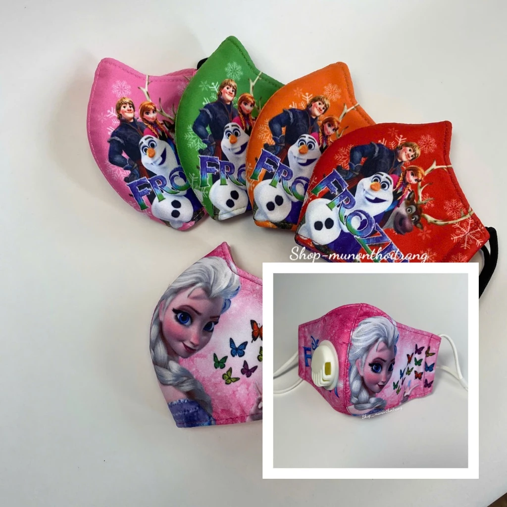 Khẩu trang vải Elsa 3 lớp, có van thở 1 chiều, dây rút điều chỉnh độ rộng