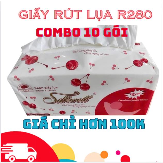 COMBO SỐC 10 GÓI GIẤY ĂN GIẤY RÚT LỤA 280 tờ Silkwell