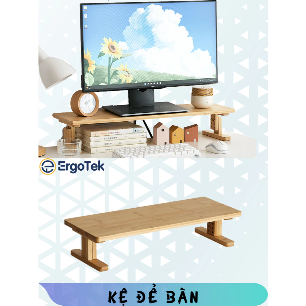 EP46 Kệ để màn hình máy tính - Kệ để bàn - Kệ để đồ bàn làm việc - Gỗ MDF - Ergotek EP42 EP44 EP46