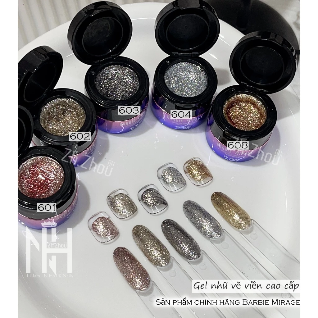 gel nhũ siêu sáng Barbie Marige, gel nhũ Barbie Marige vẽ viền, gel vẽ nổi Barbie Marige cao cấp
