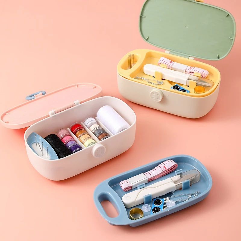 HELLO SHOP-Bộ Hộp Kim Chỉ đa năng, cao cấp, đầy đủ các dụng cụ kéo, thước dây, kim, chỉ tiện dụng