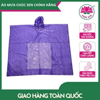 Áo Mưa Choàng Khổ Rộng Pvc Chúc Sen, Chất Liệu PVC In Họa Tiết,  Siêu Dai, Siêu Bền, Không Thấm Nước