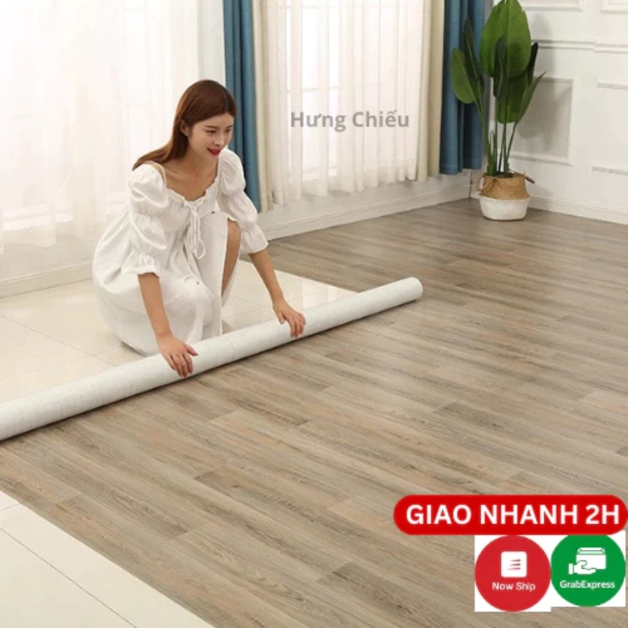 Thảm trải lót sàn simili vân gỗ, miếng simili dán sàn giả gỗ nền nhựa pvc nhám chống trượt giá rẻ - Hưng Chiếu ED23