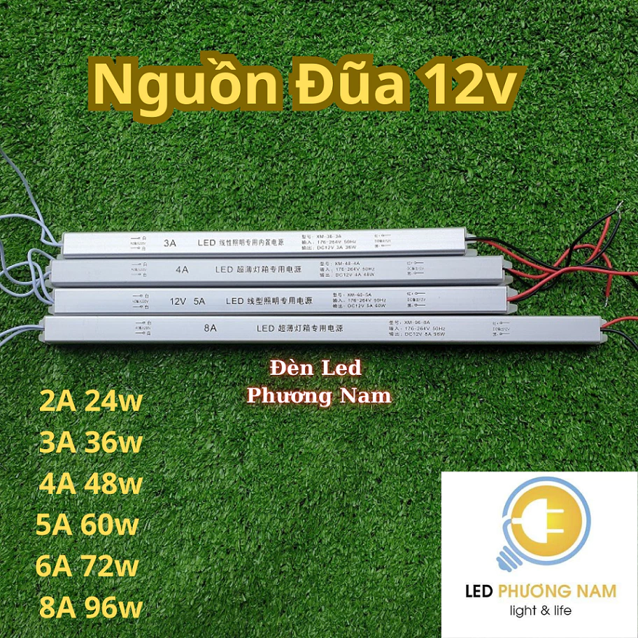Nguồn Led Đũa 12v 2A - 3A - 4A - 5A - 6A - 8A, Nguồn Siêu Mỏng 220v qua 12v - Led Phương Nam
