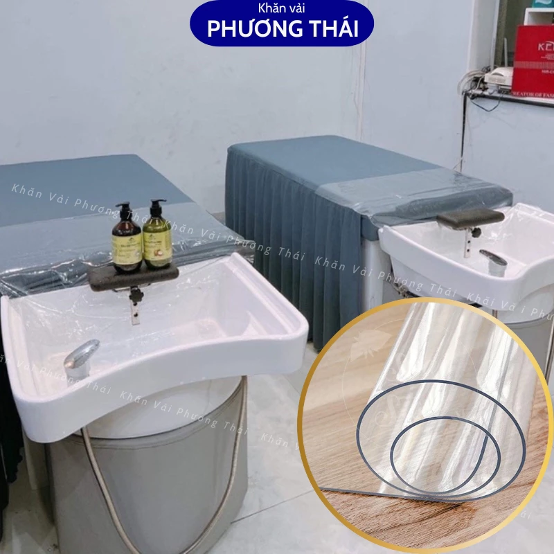 Tấm nhựa dẻo lót giường gội đầu, chắn nước tốt, dày dặn, trong suốt