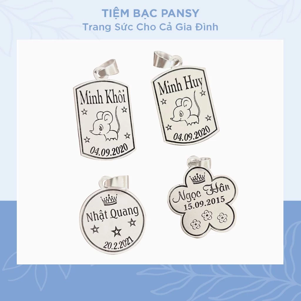 Dây chuyền bạc ta khắc tên cho bé PANSY công nghệ LaSD bền chữ, không phai mờ