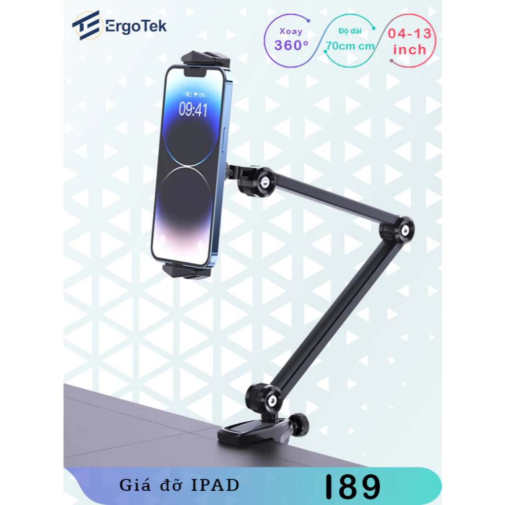 I89 - Giá đỡ Ipad/ Máy tính bảng/ Kindle - Tay arm/ tay nâng Máy tính bảng - Kẹp cố định