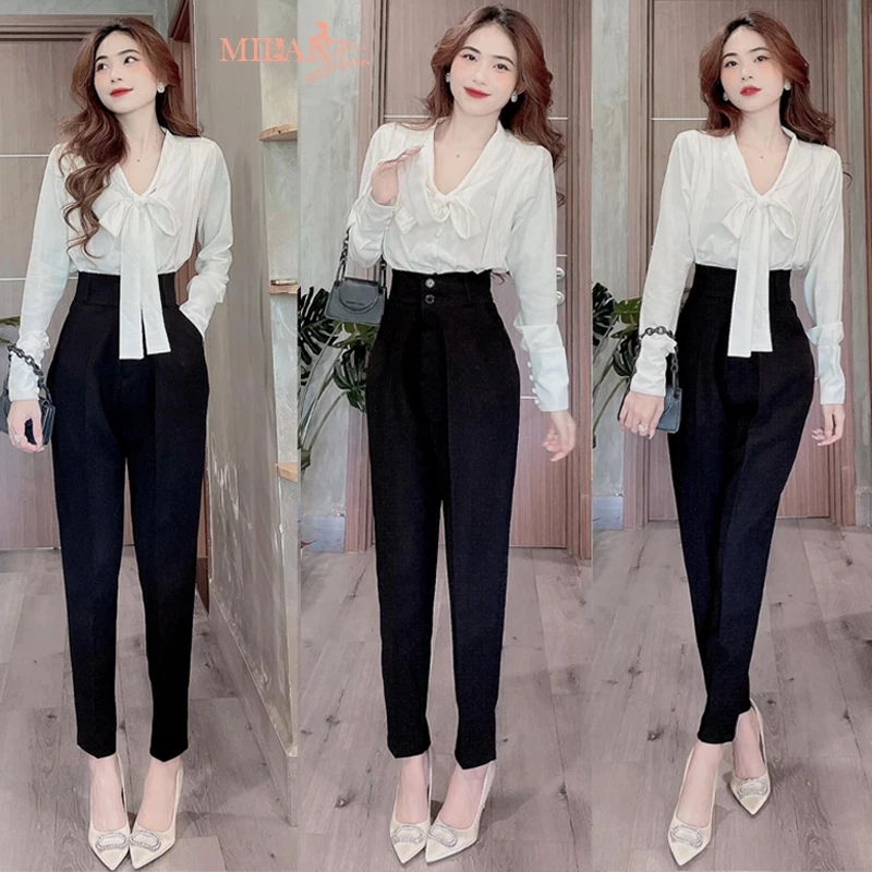 (DÀI 88-95-103CM)Quần tây nữ lưng cao đi học công sở ống đứng M625 dáng quần vải baggy cạp cao nữ công sở học sinh dài