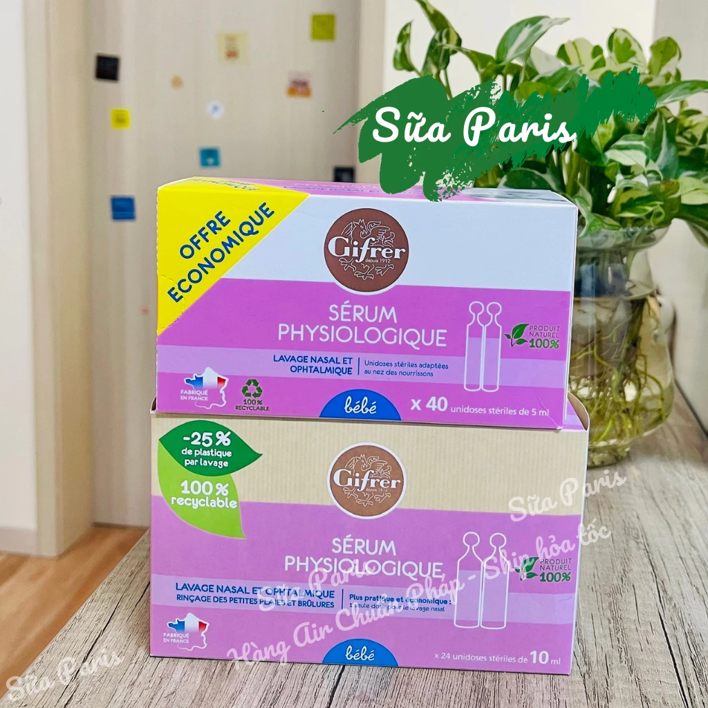 Nước muối sinh lý pháp dùng hàng ngày cho bé, hộp 24 ống, 40 ống - Hàng có bill_Sữa Paris Aderma