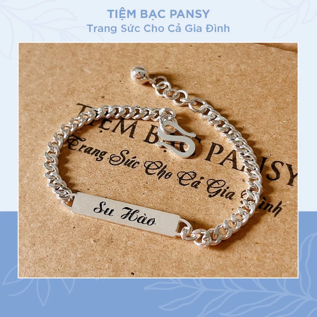 Lắc bạc cho bé sơ sinh khắc tên miễn phí - Vòng bạc trẻ em đeo tay, chân đều được
