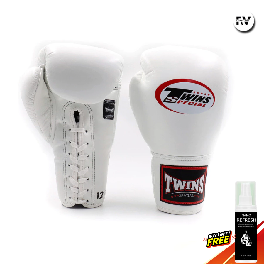 Găng Boxing Twins BGLL1 Lace-Up – White Găng Twins Buộc Dây Màu Trắng